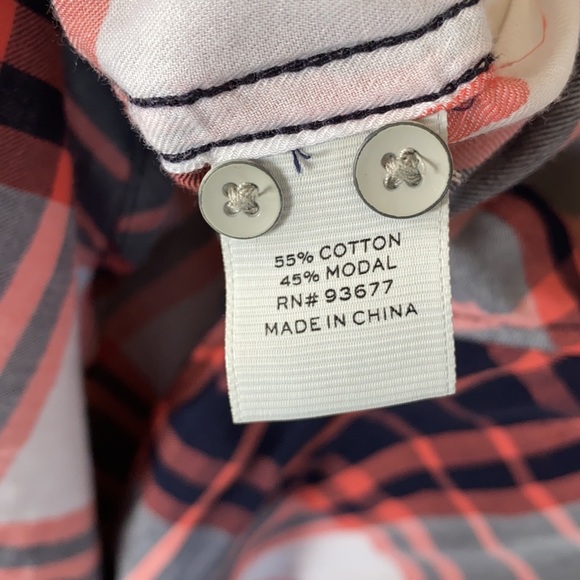 STYLUS Women’s Pink, White & Navy Blue Long Sleeve Button-Down Shirt, Size L - Picture 2 of 7